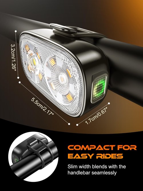 ISEYOU Bike Lights, Ultra-Slim USB-C Rechargeable Bike Lights Front and Back, 5+6 Lighting Modes & IP65 Waterproof, Super Bright Bicycle Light Set for Road Mountain Night Riding Cycling