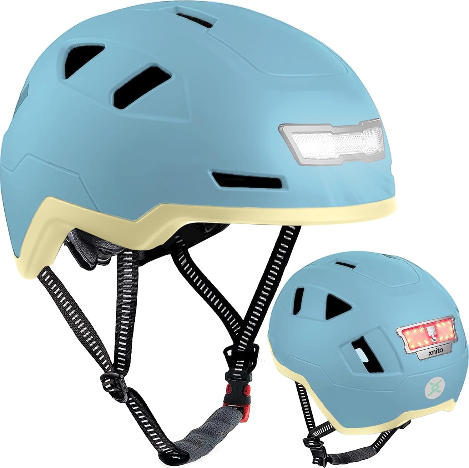 XNITO Bike Helmet - Dual Certified Urban Bicycle Helmet with LED Lights for Adults | CPSC & NTA-8776