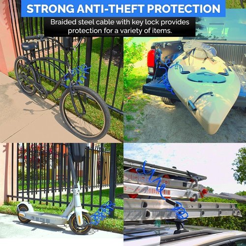DocksLocks Coiled Security Cable - Weatherproof Anti-Theft Lock for Bikes, Kayaks & More | 5ft, 10ft, 15ft, 20ft, 25ft