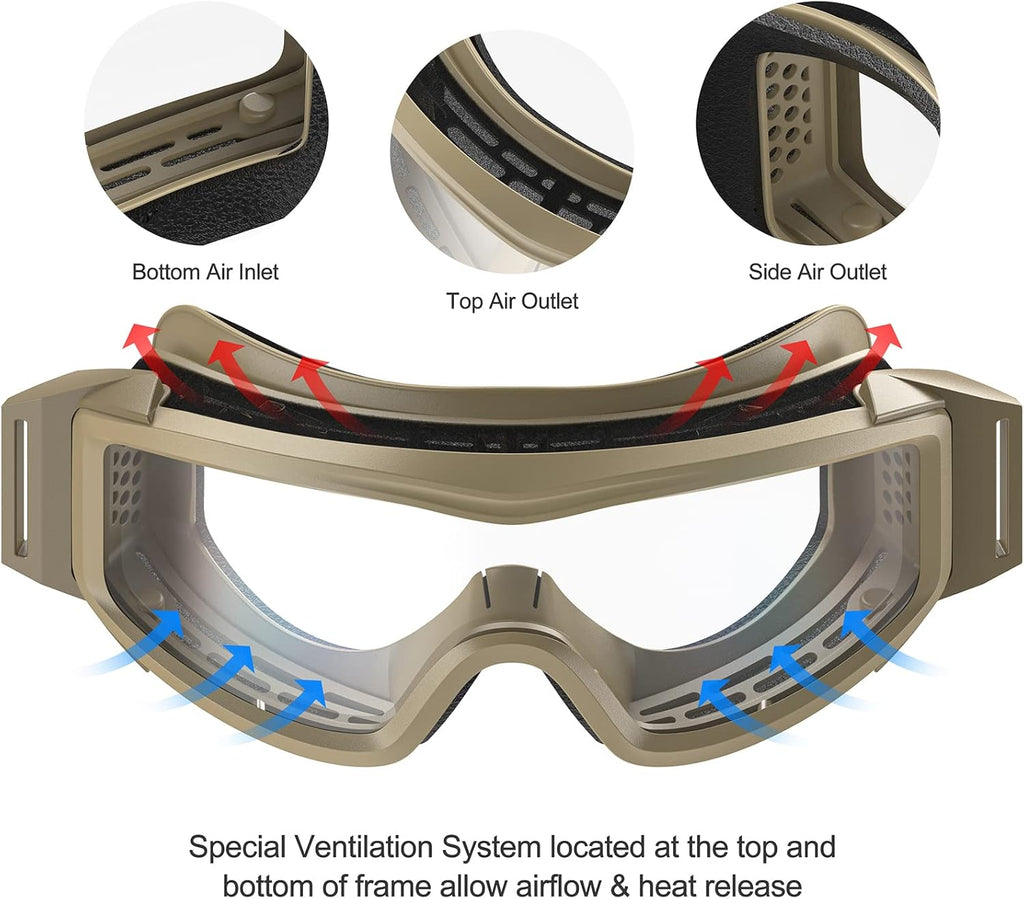 Xaegistac Tactical Airsoft Goggles - Anti-Fog Military Safety Glasses for Shooting & Hunting