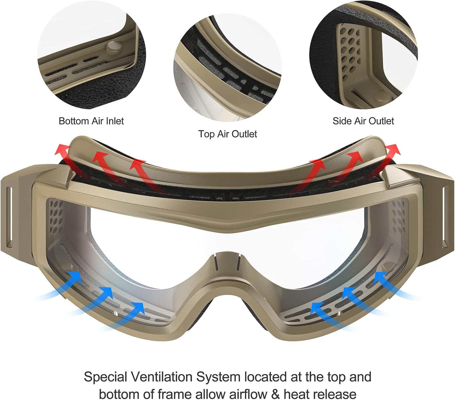 Xaegistac Tactical Airsoft Goggles - Anti-Fog Military Safety Glasses for Shooting & Hunting