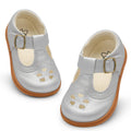 LeIsfIt Toddler Girls Shoes Flower Girl Mary Jane Dress Shoes Wide Ballet Flats forParty School Wedding Church Silvery 5 Toddler