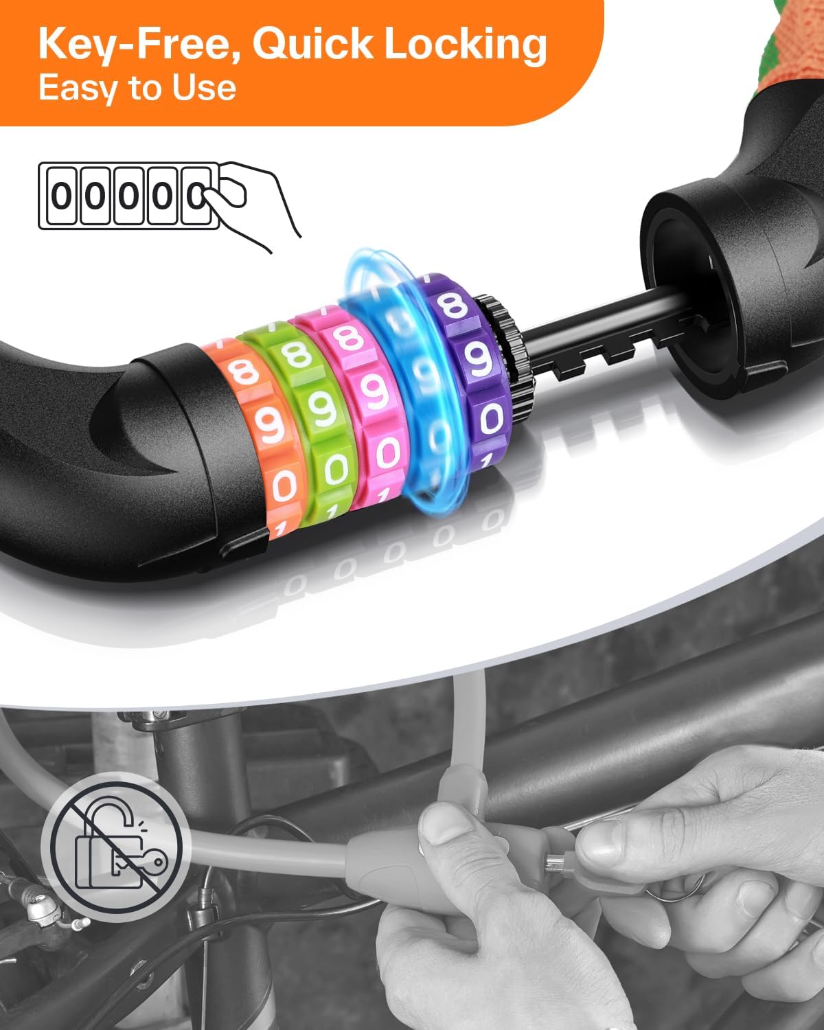 Sportneer Bike Lock - High Security 5-Digit Combination Chain Lock | 3.2/3.6/4ft Heavy Duty, Keyless Design