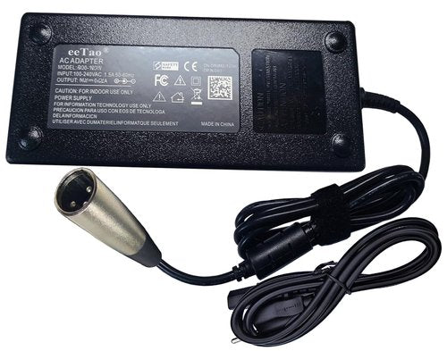 eeTao 3-Pin XLR AC/DC Adapter Charger Compatible with Vive 3 Wheel / 4 Wheel Mobility 2-Piece 12V Lead-Acid Battery Electric Powered Wheelchair Power Supply Cord Cable PS Mains PSU