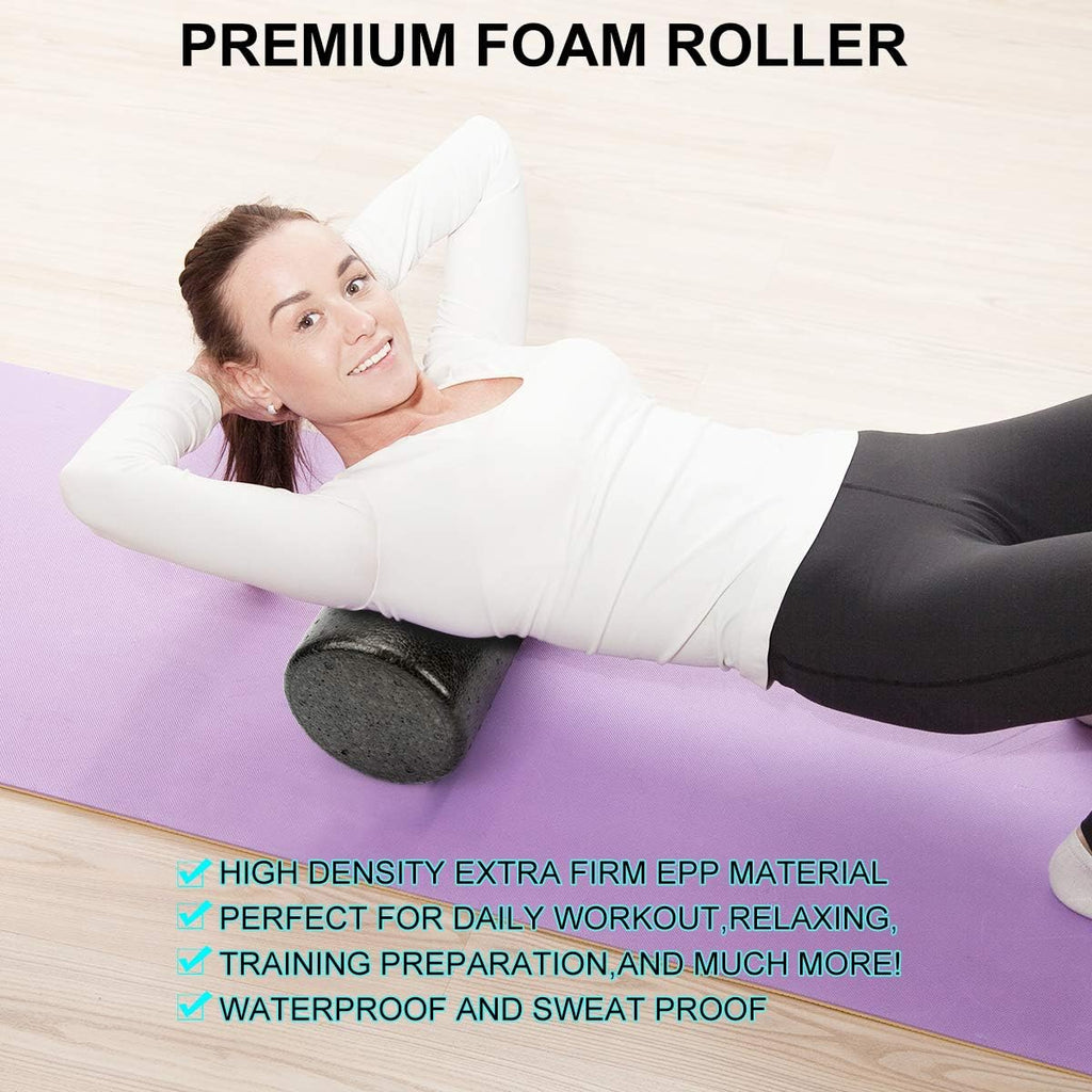 Skiennix Foam Roller Set - High Density Muscle Roller & Stretching Strap for Deep Tissue Relief | 5-Piece Therapy Kit