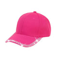 Shiny Rhinestone Brim Baseball Cap for Women Girls Bling Hats Sparkle Ponycap Trucker Hat Summer Outdoors Sun Cap Hot Pink