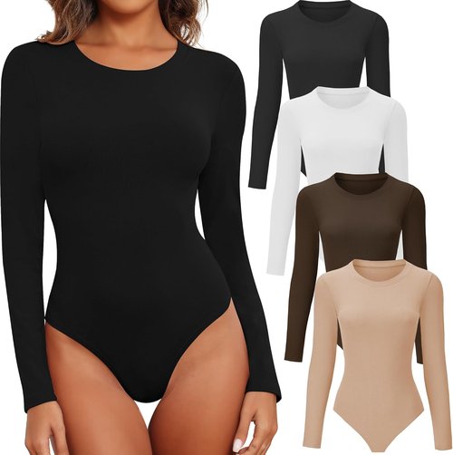 Balennz Women's Long Sleeve Bodysuit - Round Neck Top for Fall | Comfortable & Stylish Fit