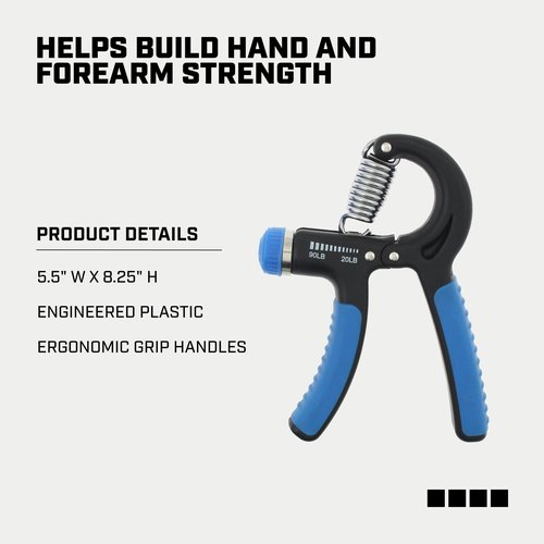 Capelli Sport Hand Grips, Adjustable Finger Exerciser with Ergonomic Handles, 20-90 lbs, Blue/Black