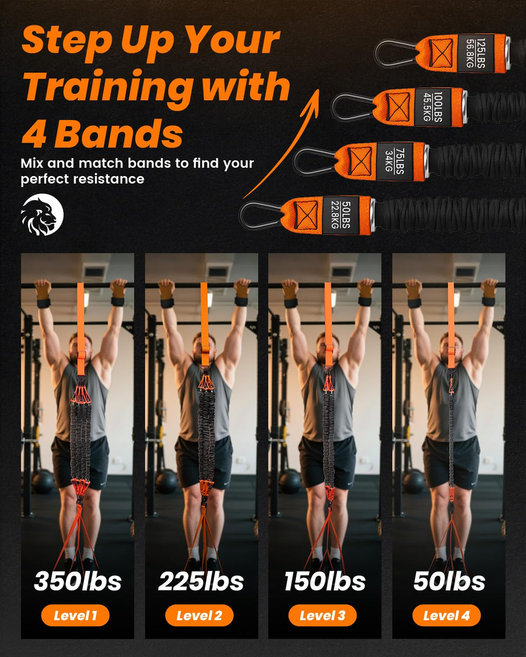 Pull Up Assistance Bands, Adjustable Heavy Duty Resistance Band for Pull Up Bar, Pull Up Assist Bands with Feet Rest for Strength Training, Home Fitness Workout Equipment, Height Adjustable