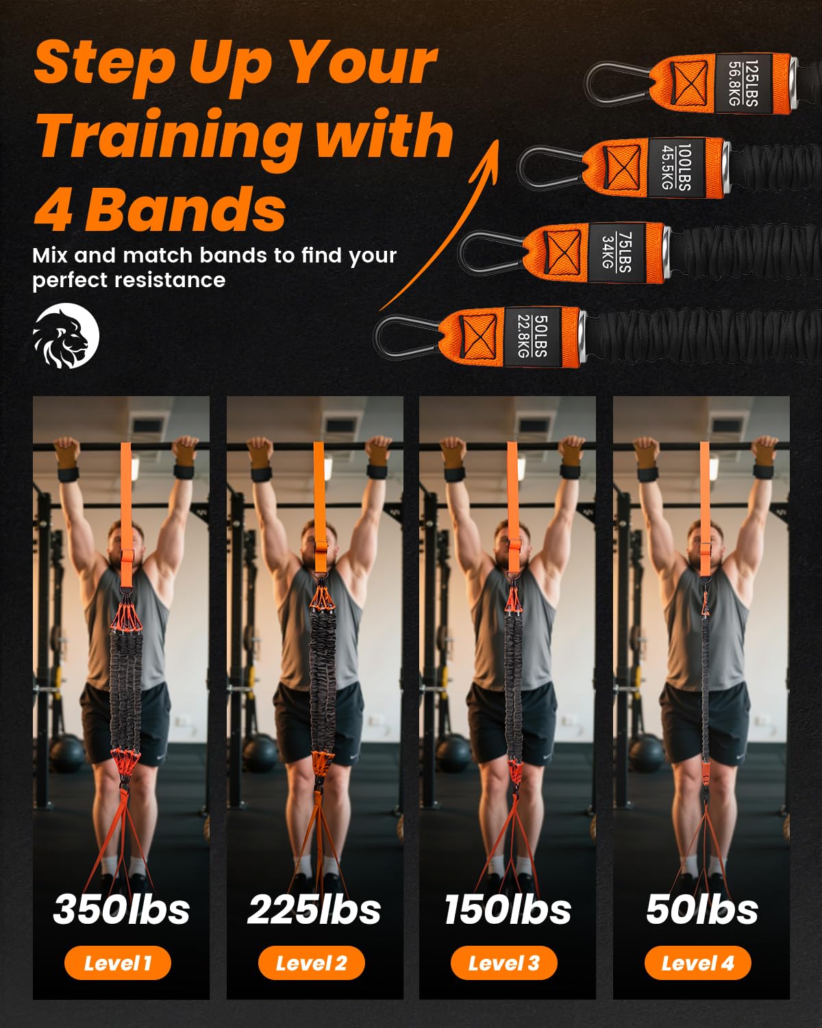 Pull Up Assistance Bands, Adjustable Heavy Duty Resistance Band for Pull Up Bar, Pull Up Assist Bands with Feet Rest for Strength Training, Home Fitness Workout Equipment, Height Adjustable