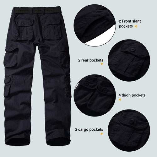 nayjury Womens Cargo Pants Elastic Waisted with Pockets,Women's Military Tactical Casual Work Hiking Pants Trousers(Black-12)