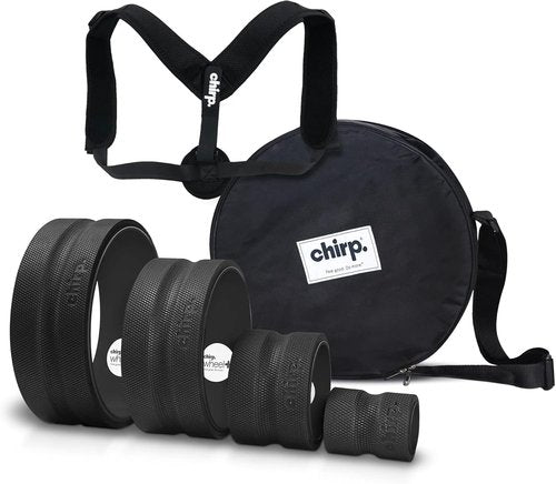 Chirp Wheel | Ultimate Back & Neck Massage Roller Bundle - 4-Pack with Carrying Case, Foam Rollers, Black