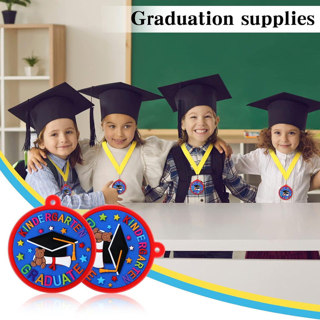 Sratte Graduation Medal for Kids - 2 Inch Preschool Award with Yellow Neck Ribbon | Perfect Party Favor