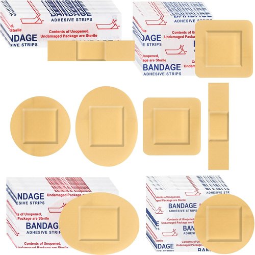 Geiserailie Adhesive Bandages - 200 Pcs Waterproof Flexible Oval & Square Strips for Skin Wound Care