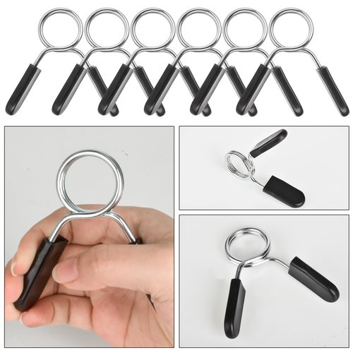 Spring Clip Collars 1 Inch Olympic Barbell Clamps Dumbbell Clips Weight Bar Clips for Weightlifting, Powerlifting, Strength Training (3 Pairs)