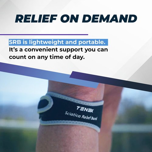 Tenex SRB Sciatica Pain Relief Device, Non Slip 10X Sciatica Relief Band For Sciatic Nerve Pain, Adjustable Single Leg Brace Targets UB40 Acupressure Point Behind Knee For Back Hip Leg Comfort, Daily Use