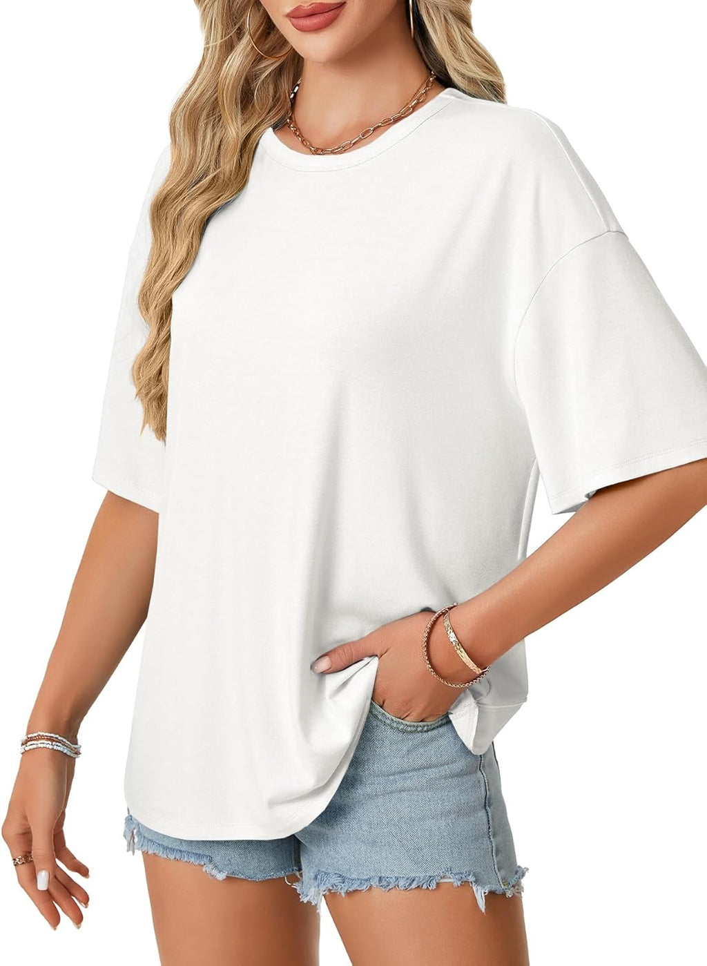 Rooscier Women's Open Back Workout Top - Oversized Backless Half Sleeve Y2K T-Shirt Blouse
