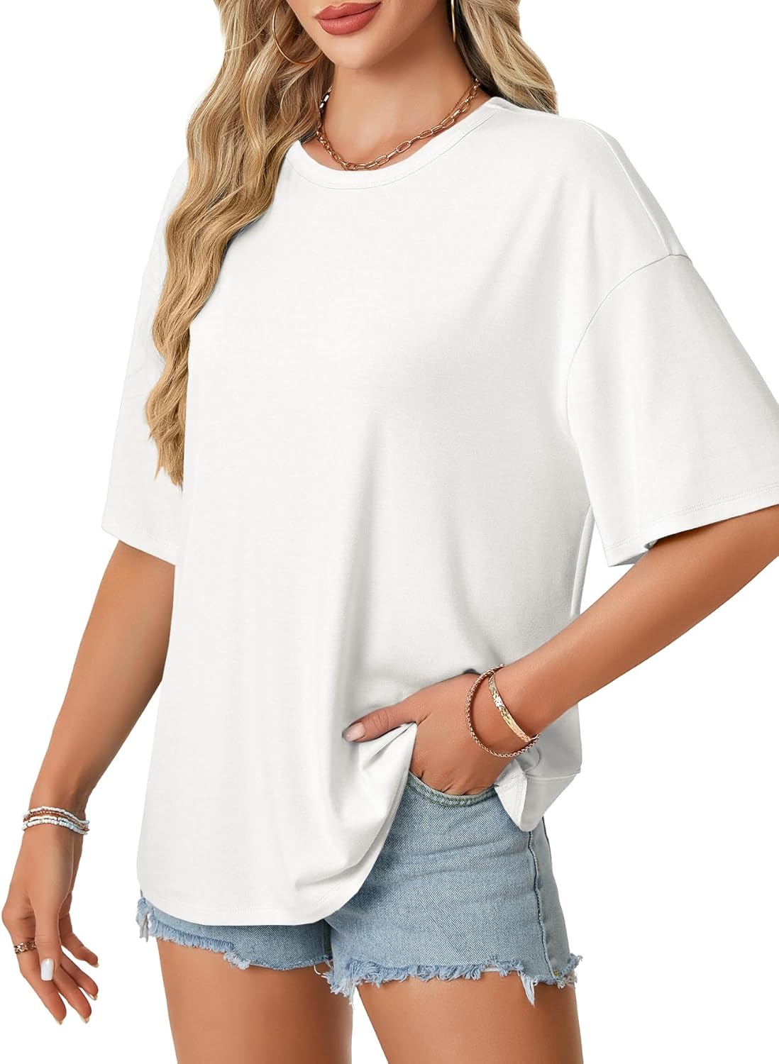 Rooscier Women's Open Back Workout Top - Oversized Backless Half Sleeve Y2K T-Shirt Blouse