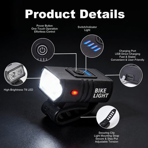 XIGUANFAVOR Bike Headlight, Bike Lights for Night Riding, Waterproof Aluminum Alloy, 1000LM T6X2 High Beam, Handlebar Mount with Mounting Strap, Front Bicycle Light for Road Cycling, Mountain Biking