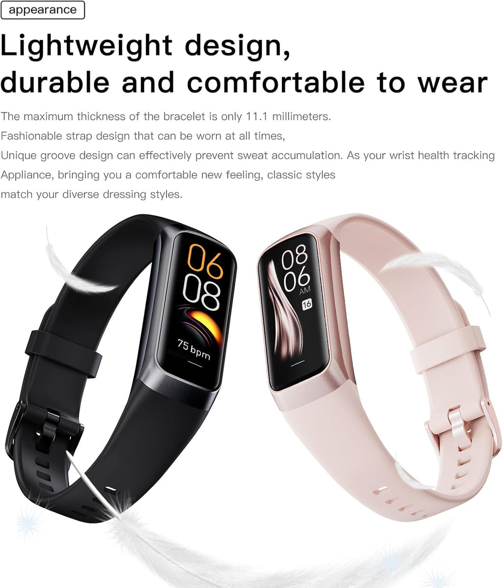 Skiennix Fitness Tracker Watch - AMOLED Display, Heart Rate & Blood Pressure Monitor | Slim Design, 25 Sports Modes