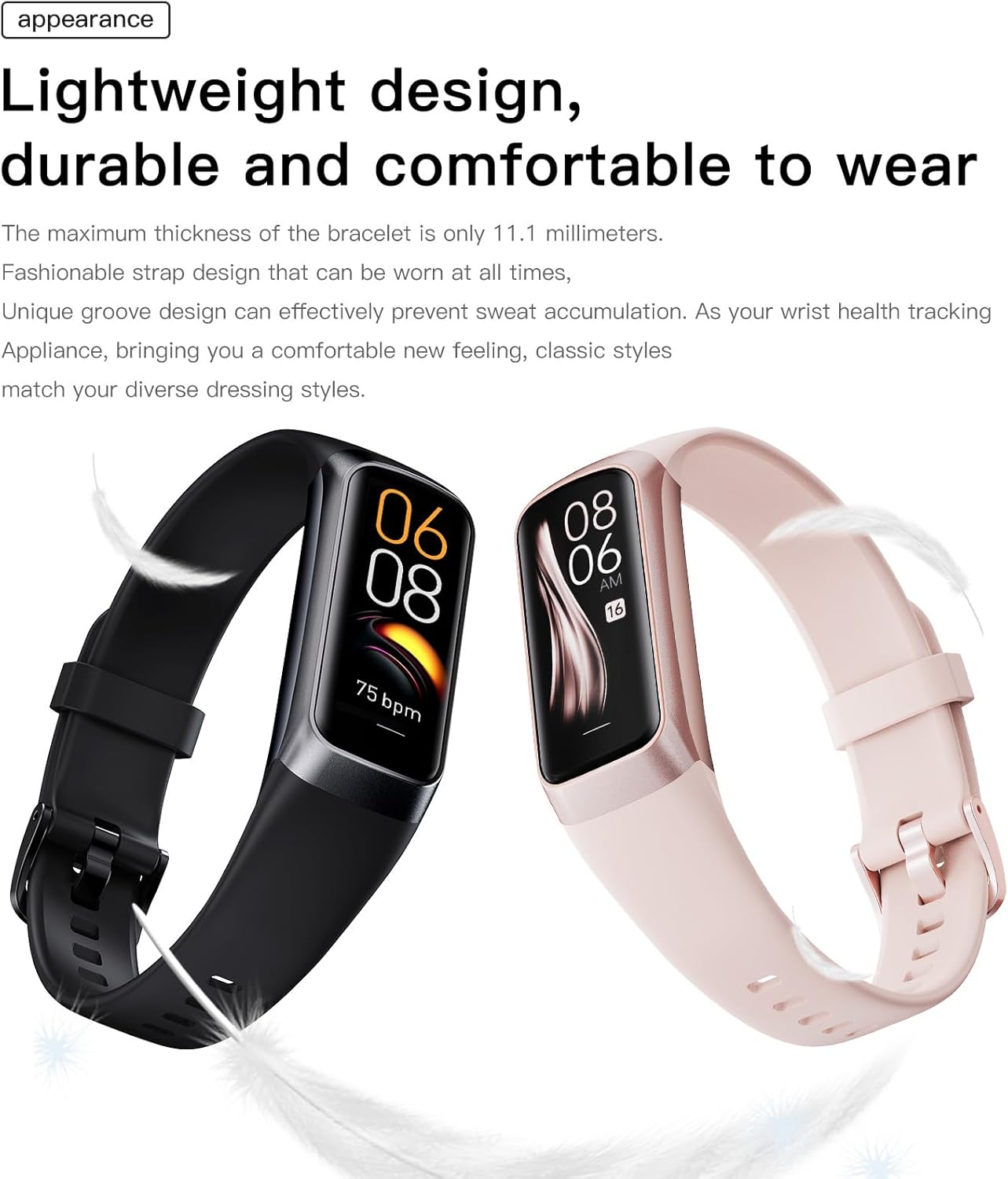 Skiennix Fitness Tracker Watch - AMOLED Display, Heart Rate & Blood Pressure Monitor | Slim Design, 25 Sports Modes