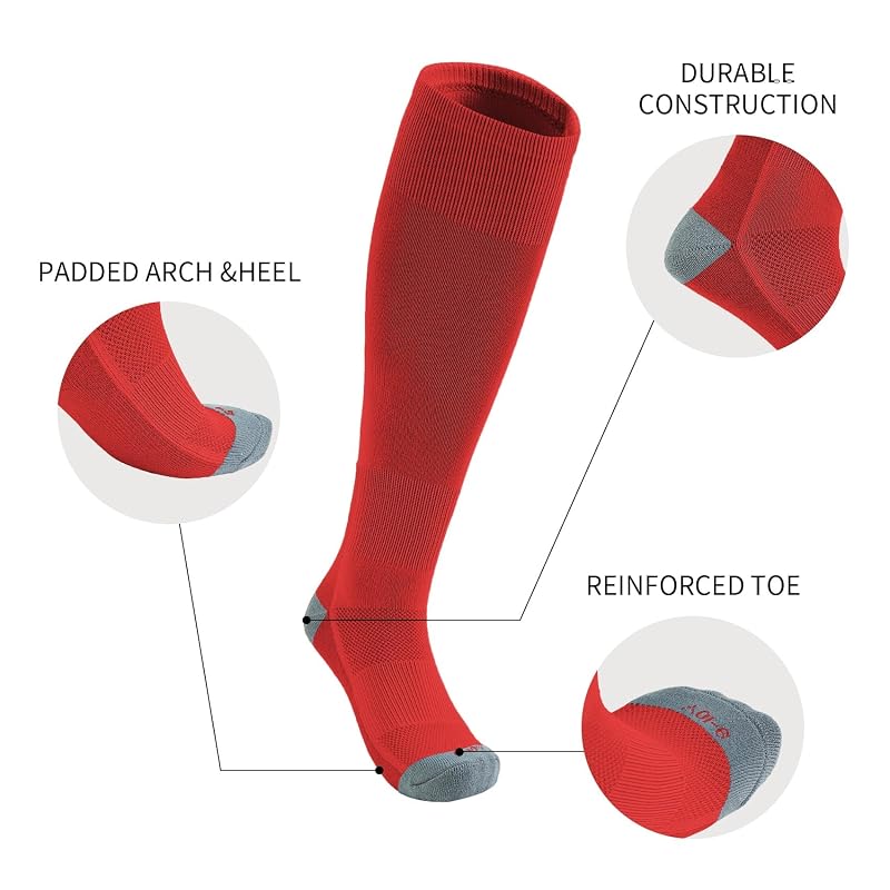Toddler Baseball Socks 2 Pairs A-Baseball Style - Red 5-7 Years