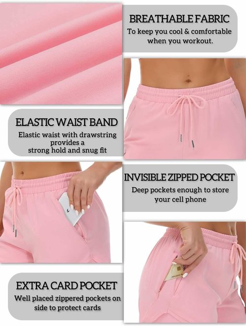 Mancreda Women's Running Shorts - Elastic Workout Shorts with 3 Zipper Pockets | Athletic Gym Yoga Wear