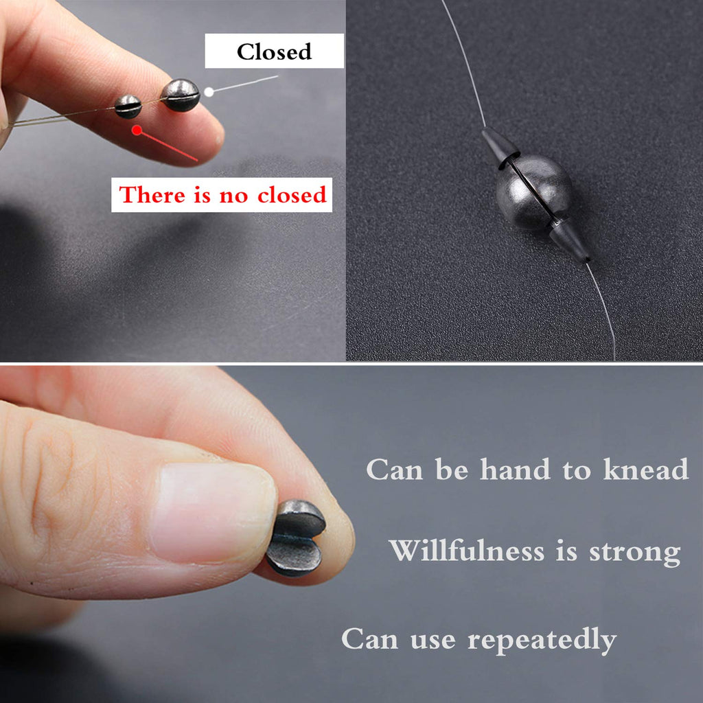 FREE FISHER Split Shot Sinkers Fishing Weights,Removable Fishing Split Shot Sinkers-Black,Split Shot Fishing Weights 2.3g/0.081oz 200pcs