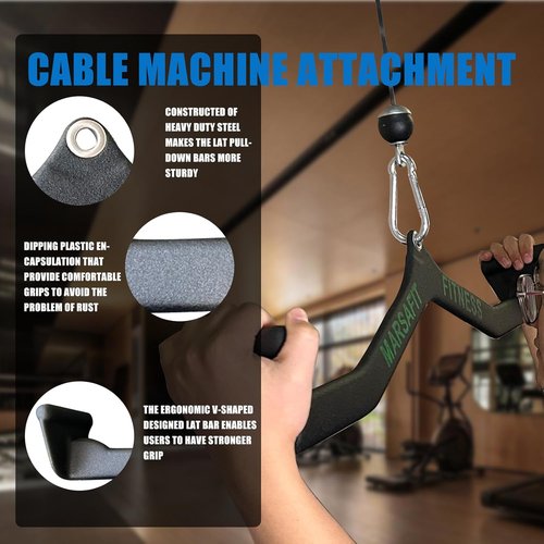 Marsafit LAT Pulldown Attachments - Rowing T-Bar & V-Bar Cable Machine Handle for Home Gym Fitness