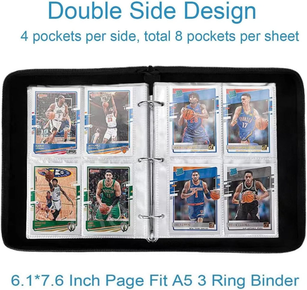 Skiennix Card Sleeves - 50PCS Trading Card Binder Sheets with 4 Pockets for Sports & Game Cards | Clear