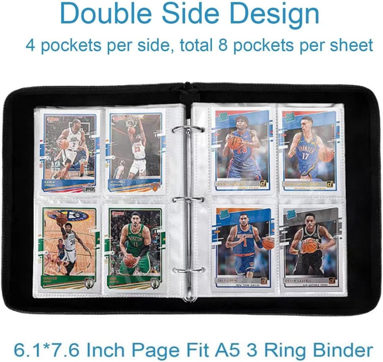 Skiennix Card Sleeves - 50PCS Trading Card Binder Sheets with 4 Pockets for Sports & Game Cards | Clear