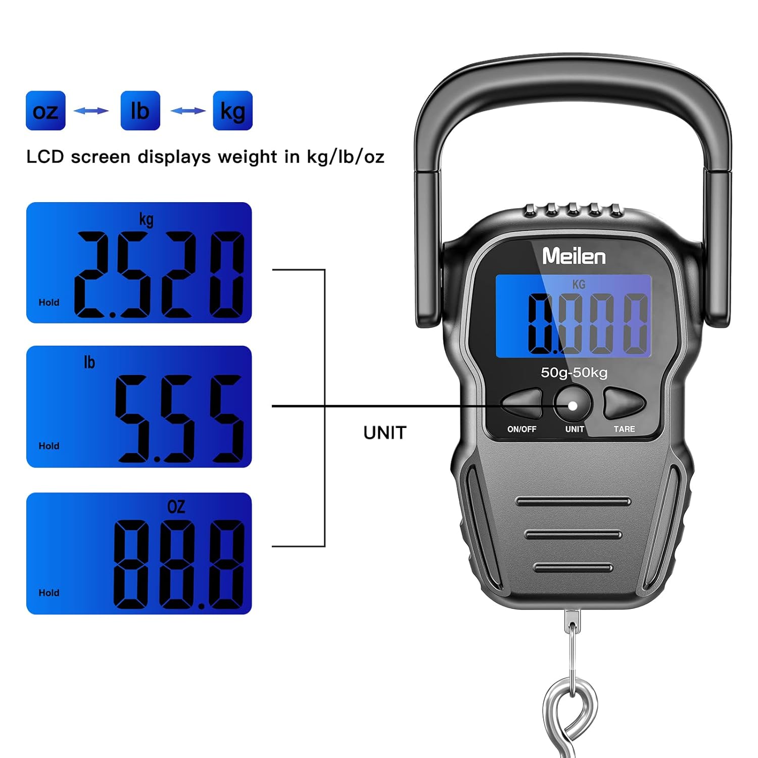 Skiennix Luggage Scale - 110lb Digital Weight Scale with Backlit LCD Display & Measuring Tape
