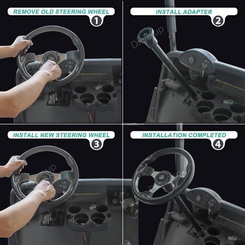 DRIVE UP Golf Cart Steering Wheel Adapter for Club Car DS Golf Cart-Black