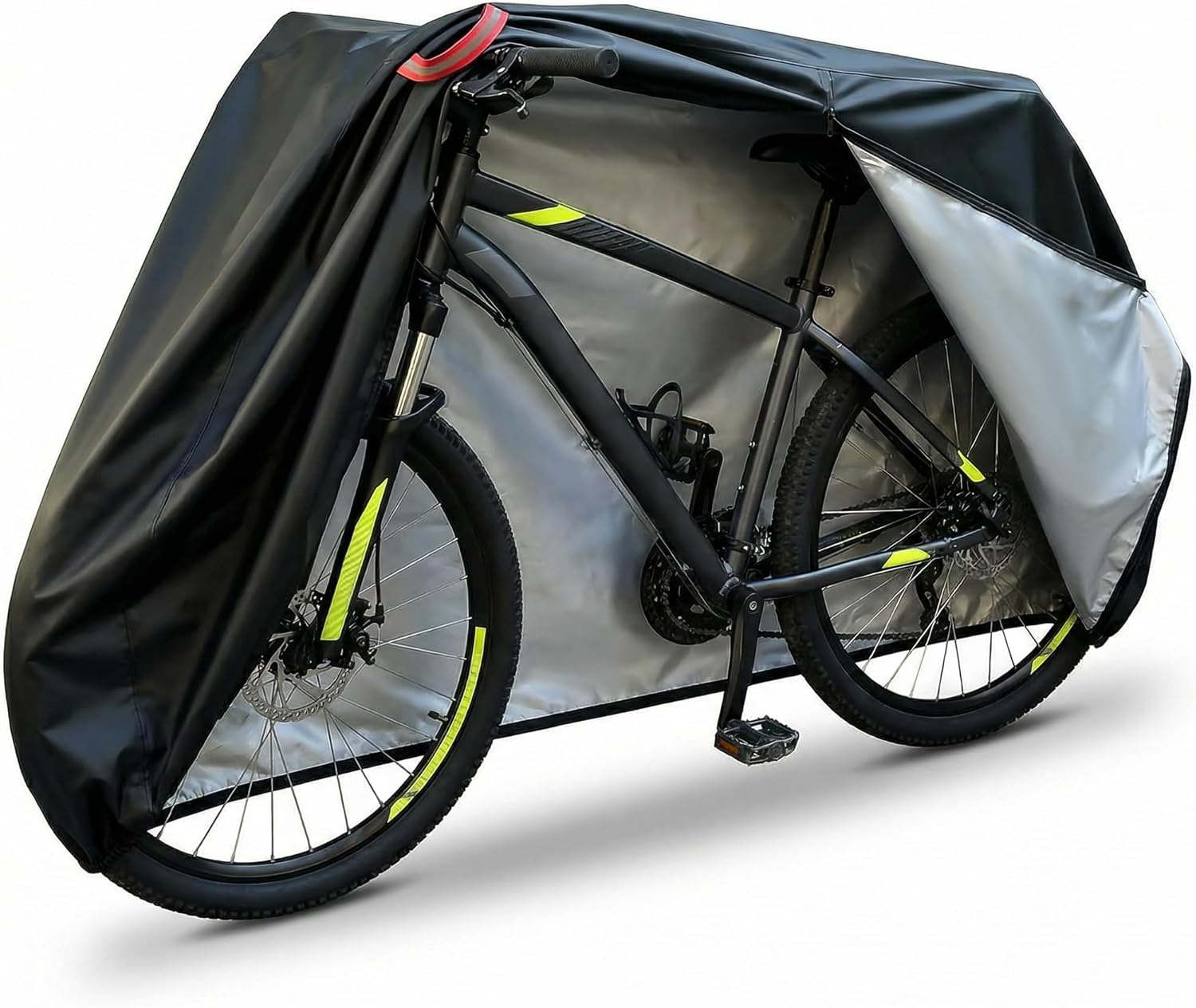 Skiennix Heavy Duty Waterproof Bike Cover - Fits 1-3 Bikes, Windproof, Reflective Strips, Side Zipper