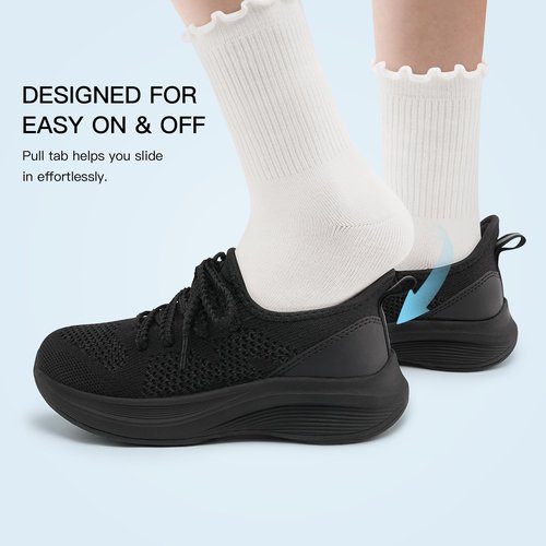 Stelle Girls Sneakers Kids Tennis Running Walking Shoes Slip-On Athletic Non Slip Lightweight Breathable Sport Shoes for Little/Big Kid(Black,3ML)