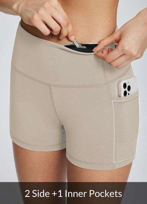 Baleaf Women's High Waist Biker Shorts - Spandex Workout & Yoga Shorts with Pockets | 8"/5"/3" Sizes