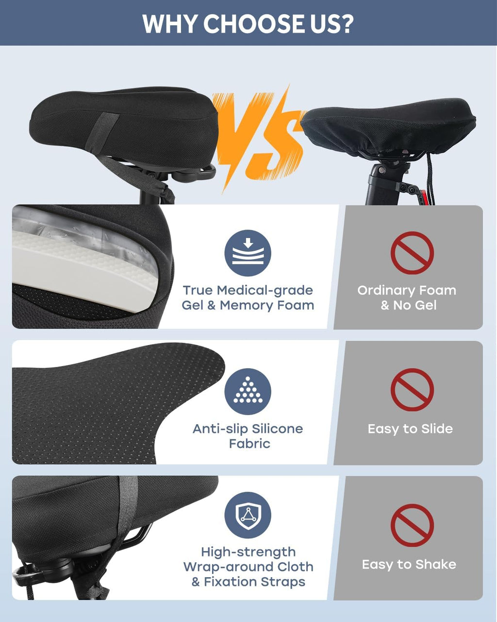 Skiennix Bike Seat Cushion - Comfortable Gel Saddle Cover for Indoor & Outdoor Cycling | Universal Fit
