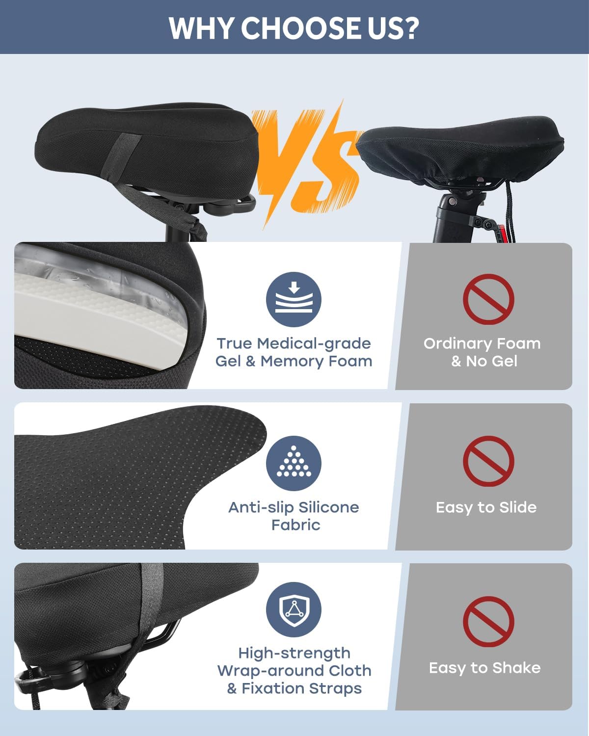 Skiennix Bike Seat Cushion - Comfortable Gel Saddle Cover for Indoor & Outdoor Cycling | Universal Fit