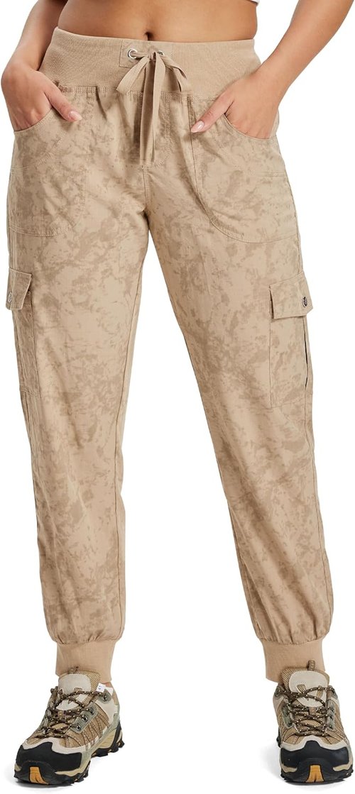 MoFiz Women's Lightweight Hiking Cargo Pants - Quick-Dry Outdoor Travel Joggers with Elastic Waist & Pockets
