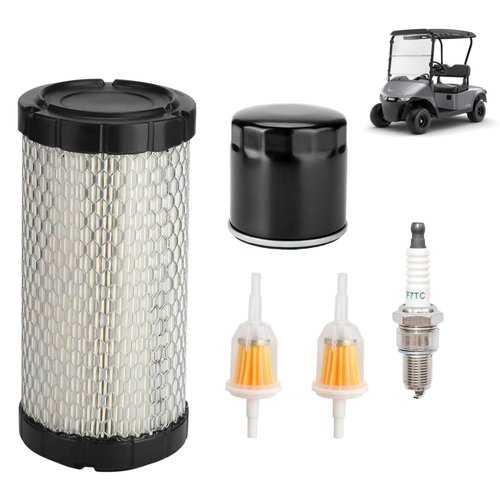Air Filter 28463G01 Golf Cart Tune Up Kit for EZGO TXT RXV 2008 and up Gasoline Vehicles, for Kawasaki 4 Cycle Engines Parts, Oil Filter 607454 with 2Pcs Fuel Filter 72084G01 and Spark Plugs 607462