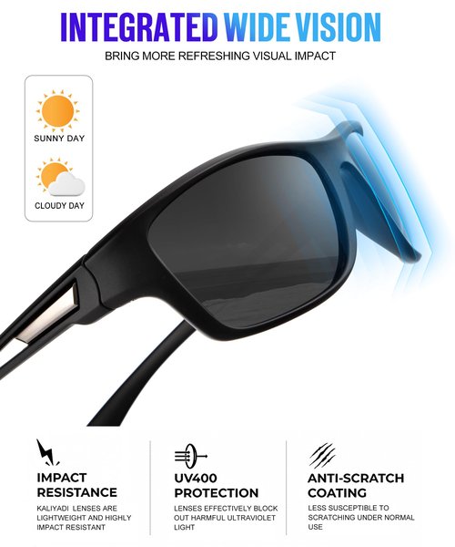 KALIYADI Mens-Sunglasses Polarized Sunglasses Men: Sports Men's Sun Glasses with UV400 Protection for Driving Cycling Fishing