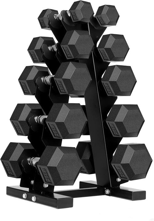 Hex Dumbbells Rubber Coated Cast Iron Hex Black Dumbbell Free Weights for Exercises 17.5 Pounds/Pair