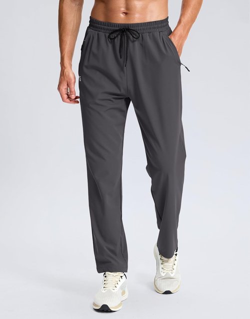 G Gradual Men's Lightweight Athletic Pants - Quick Dry Sweatpants with 3 Zipper Pockets for Running & Hiking
