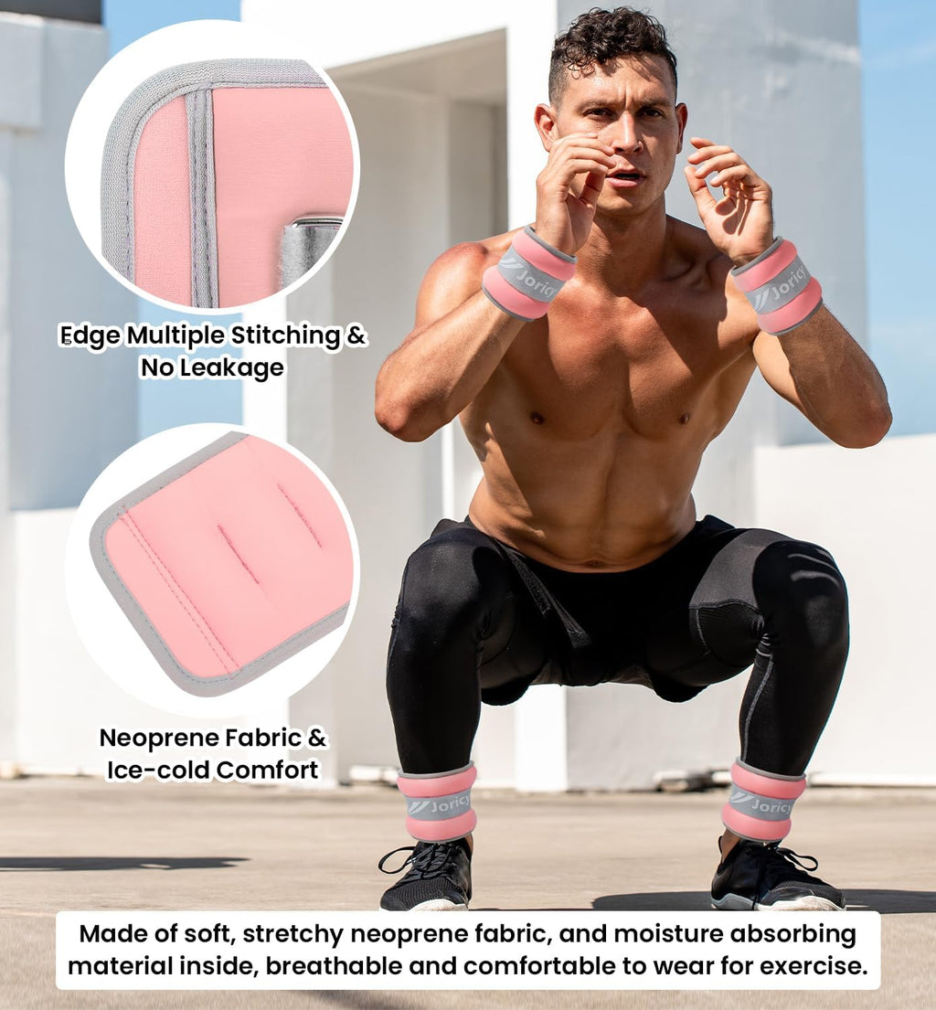 Ankle Weights, Wrist Leg Arm Weights for Women Men Kids with Adjustable Straps, Strength Training Weighted for Jogging, Running, Walking, Fitness, Gym Workout - 4LBS Pair (2 LB Each Weight), Light