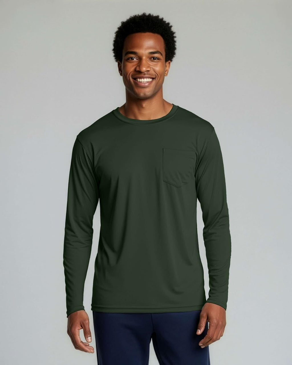 Real Essentials Men's Dry-Fit Long Sleeve Crew T-Shirt - 4 Pack | UPF 50 Protection (S-5XLT)
