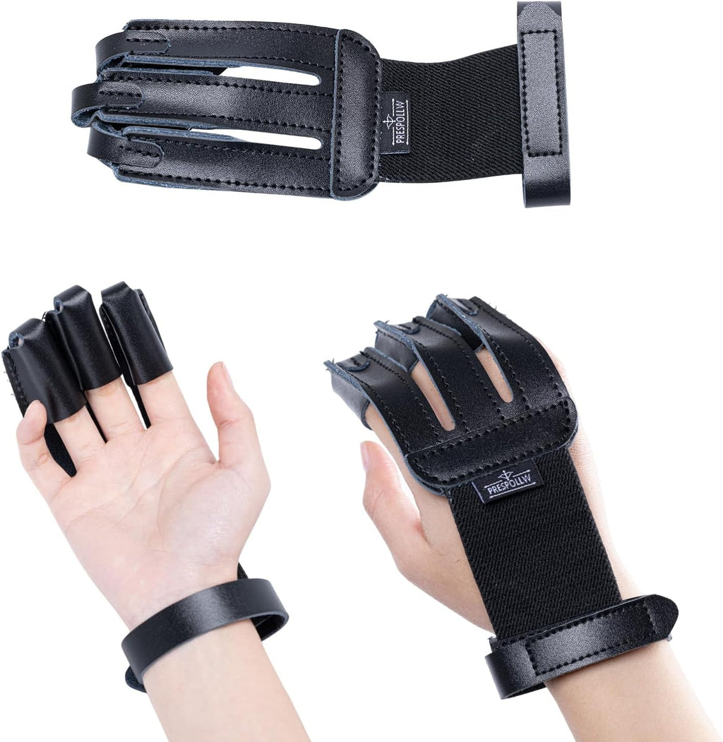 Skiennix 3-Finger Archery Glove - Durable Leather Finger Protector for Bow Hunting | Adjustable & Breathable Design