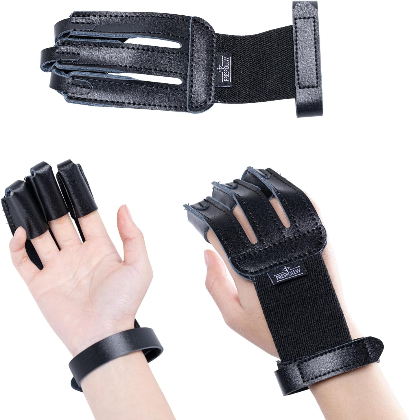 Skiennix 3-Finger Archery Glove - Durable Leather Finger Protector for Bow Hunting | Adjustable & Breathable Design