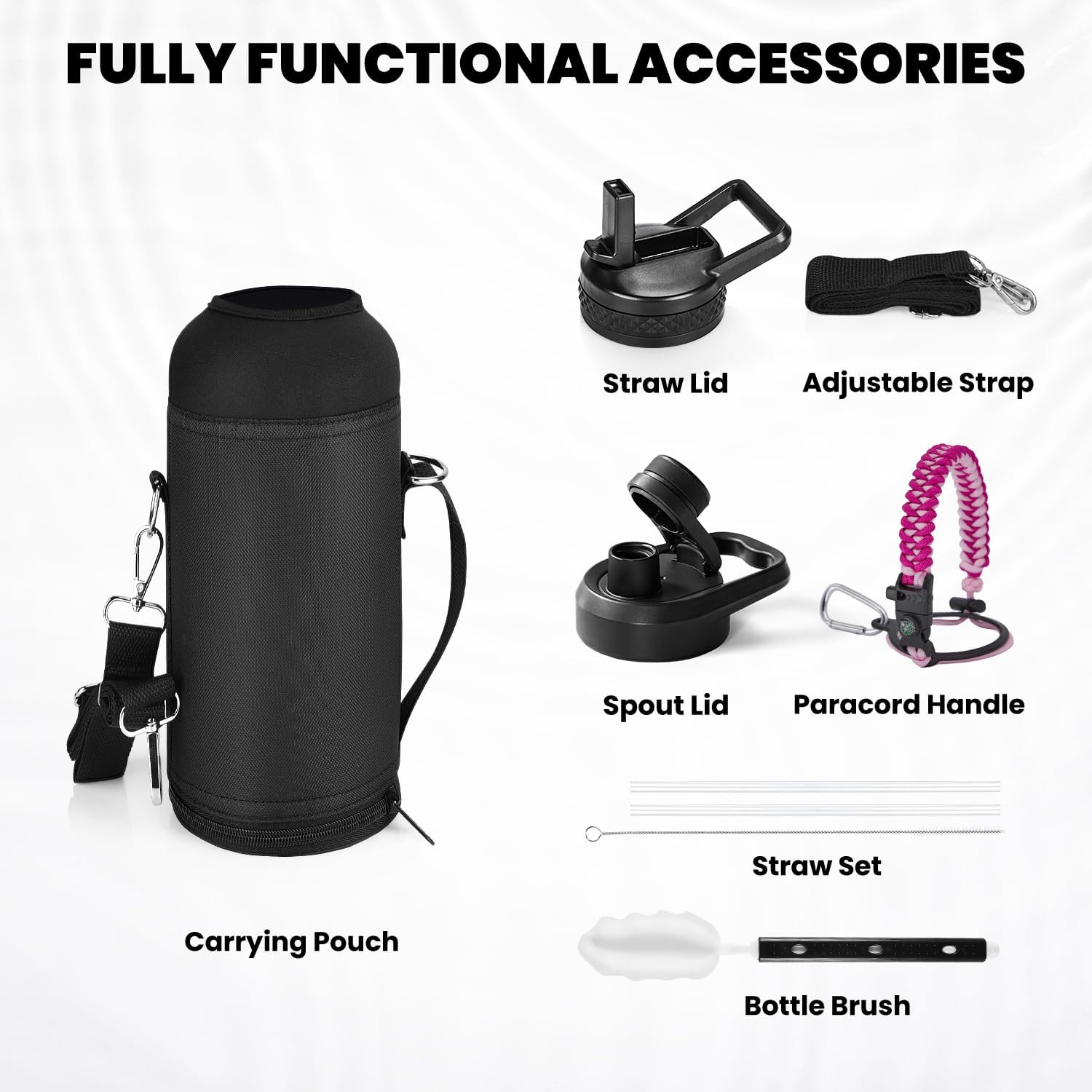 Skiennix Insulated Water Bottle - 40 Oz Triple Wall Vacuum Stainless Steel | Cold for 48 Hrs, Leak Proof, Ombre Pink
