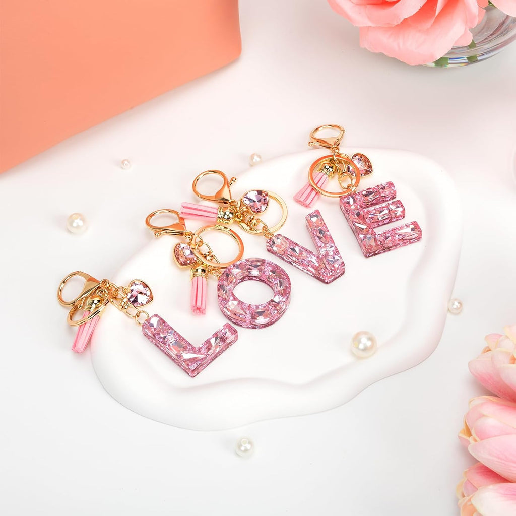 Skiennix Initial Keychain - Stylish Letter Bag Charm with Artificial Diamonds | Cute Handbag Accessory