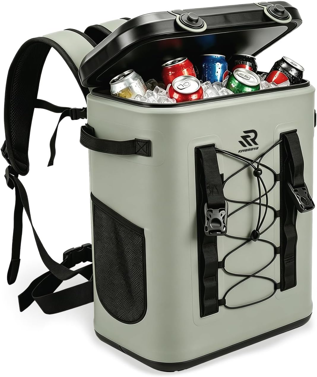 Zipperless Magnetic Cooler Backpack by [Brand Name] - 24 Can Insulated Soft Cooler | Leakproof & Durable for Kayaking, Camping, and Boating